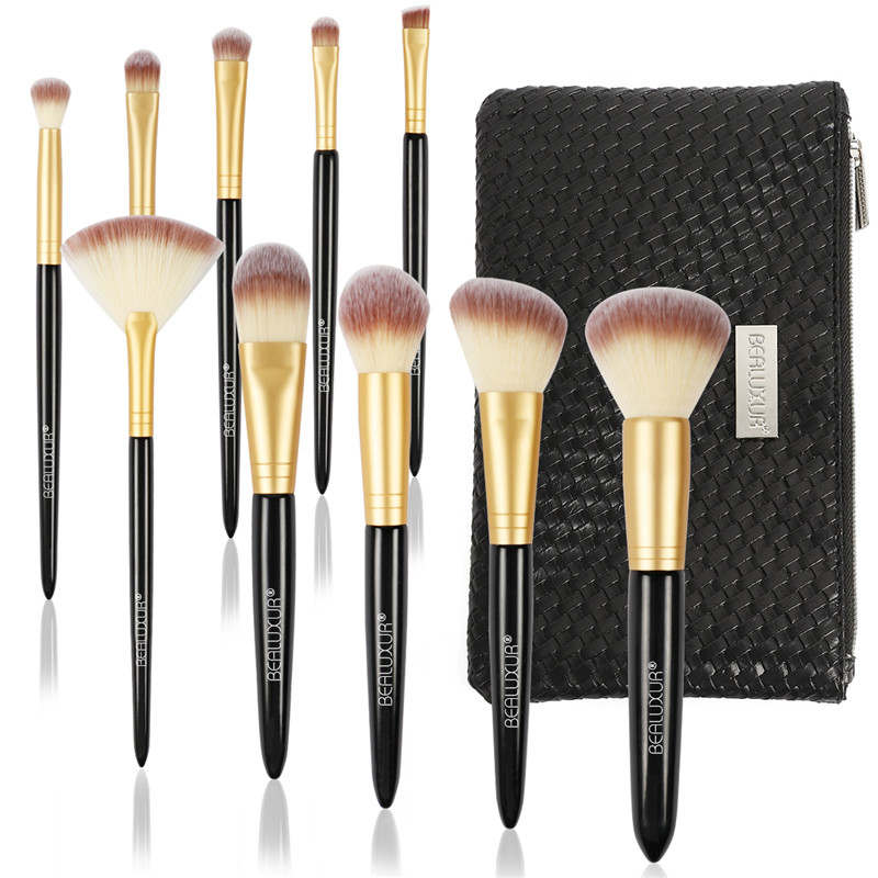 Σετ βούρτσας μακιγιάζ 10PCS, Premium Brush Make Up Brush Kit Brushes Tools with PU Leather Travel Makeup Bag
