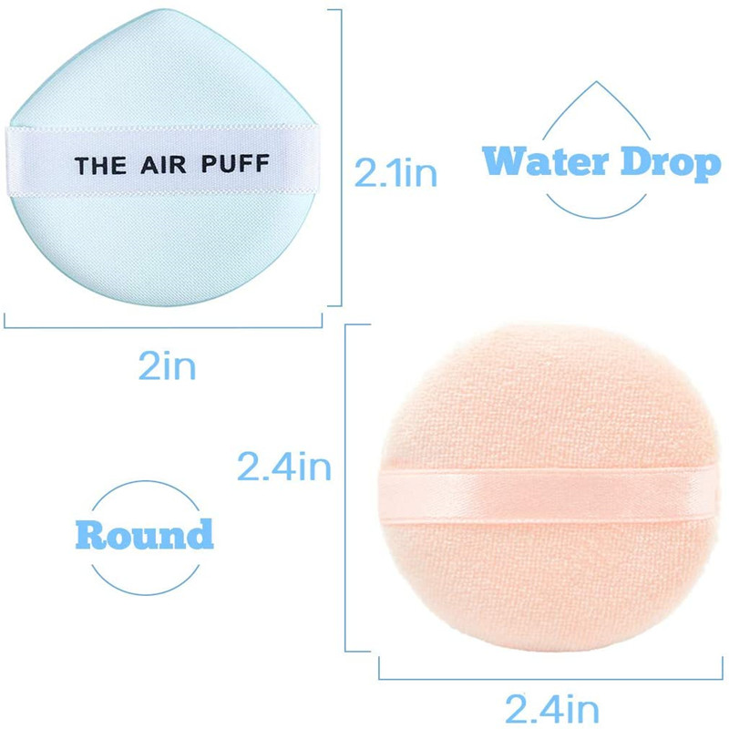 Velour Puff make up Power Puffs Sponge with Air Cushion Puff Set Fluffy Powder Puff Round Sponge Cosmetic Water Drop Powder Puff Latex Free Foundation Sponge Face Puff for Dry and Wet Use